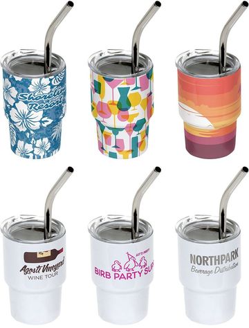 Mini Belmont 3 oz Double-Wall Stainless Steel Tumbler with Straw